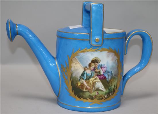A Sevres style Bleu Celeste watering can 8in.